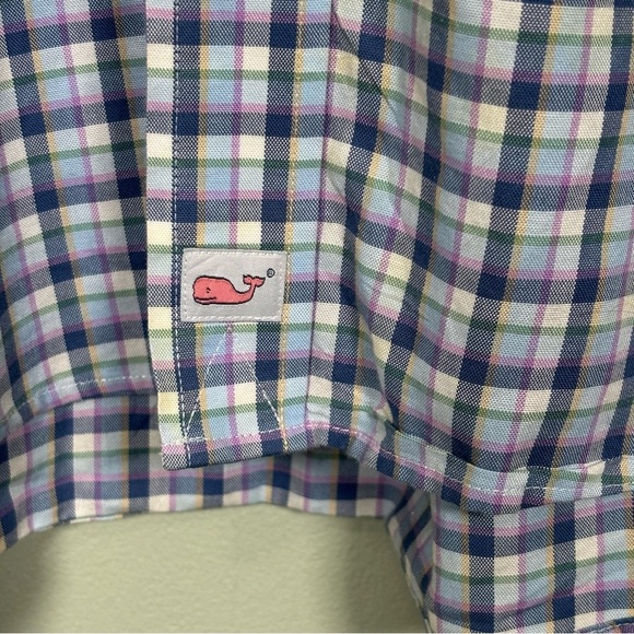 Vineyard Vines Classic Fit Murray Long Sleeve Blue Plaid Cotton Shirt Men Large - Picture 2 of 5